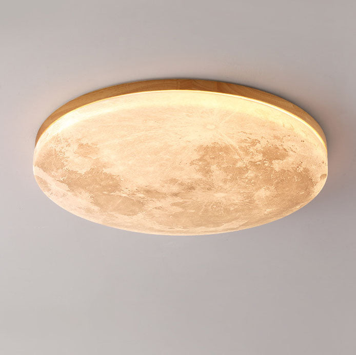 Nordic Wood LED Ceiling Light with Moon Glow