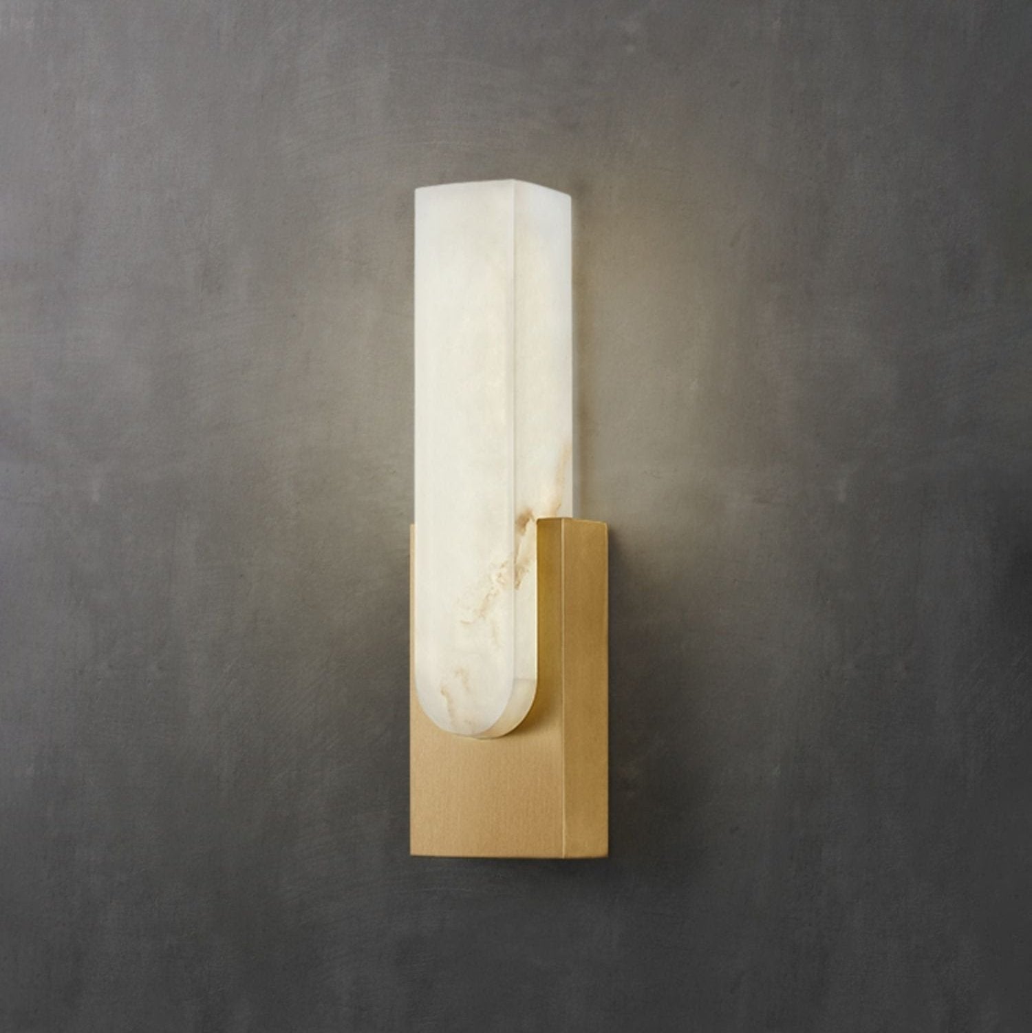Modern Alabaster Wall Sconce with Brass Frame