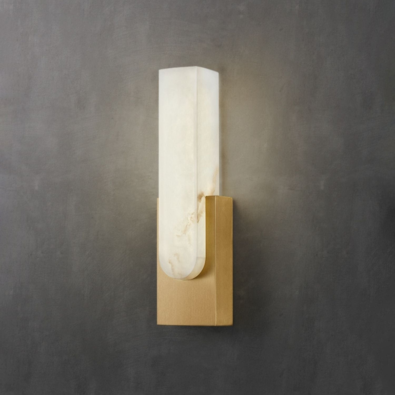 Modern Alabaster Wall Sconce with Brass Frame
