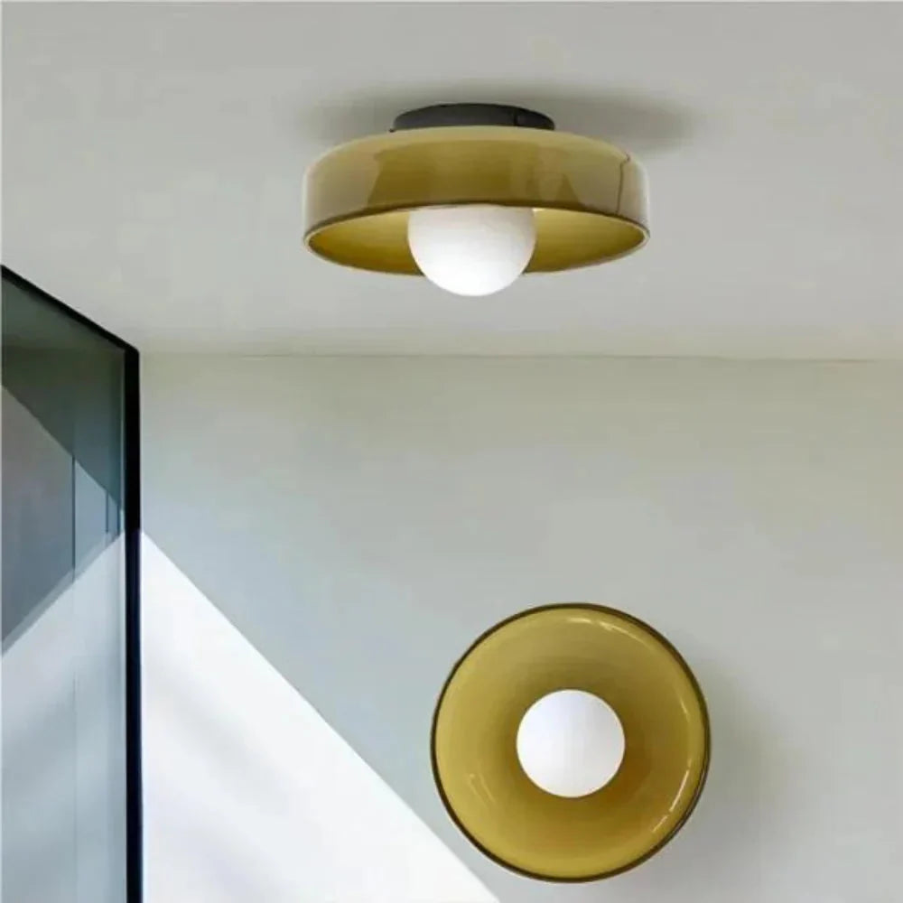 Modern Glass Disc Light with Dual Mounting