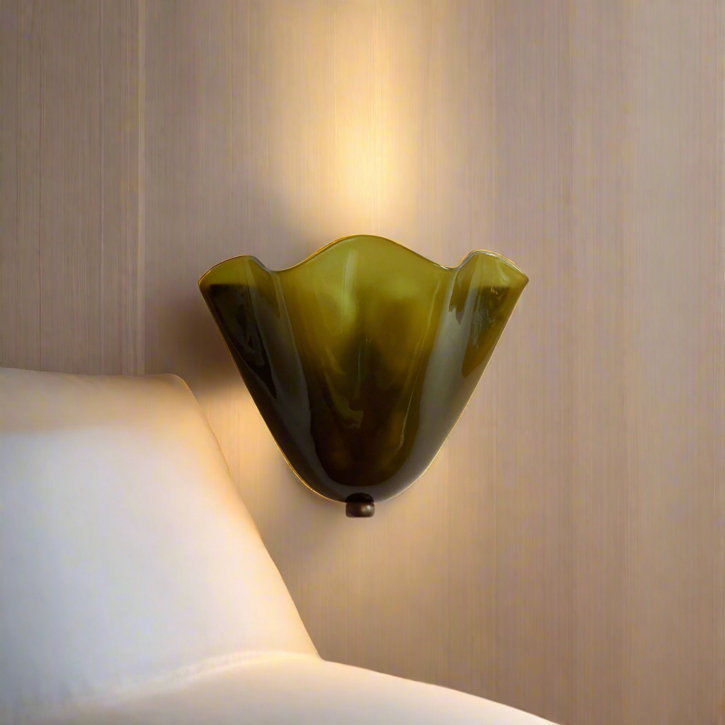 Retro Glass Shell Wall Sconce with LED Glow