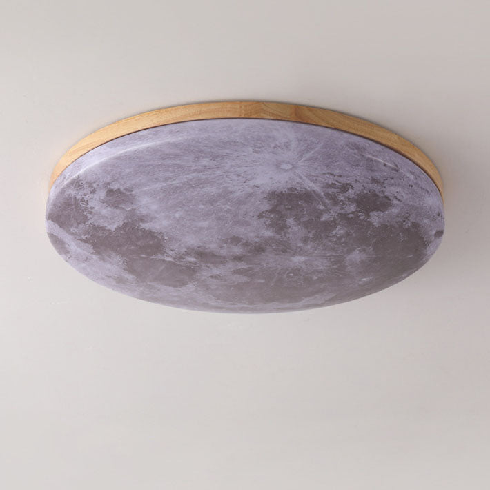 Nordic Wood LED Ceiling Light with Moon Glow