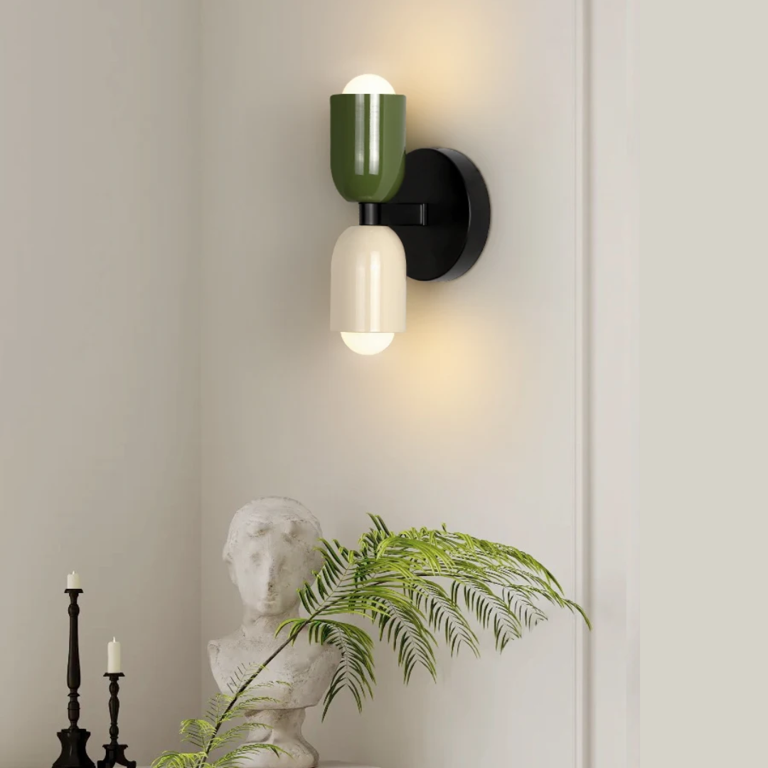 Modern Iron Wall Sconce with Dual Cylinders