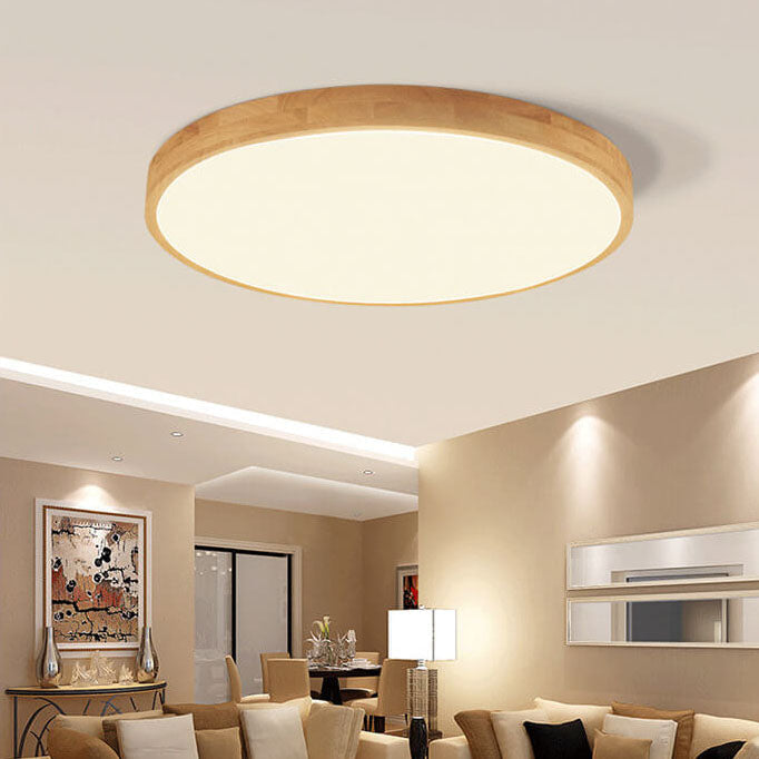 Solid Wood LED Flush Mount with Slim Profile