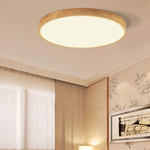 Solid Wood LED Flush Mount with Slim Profile