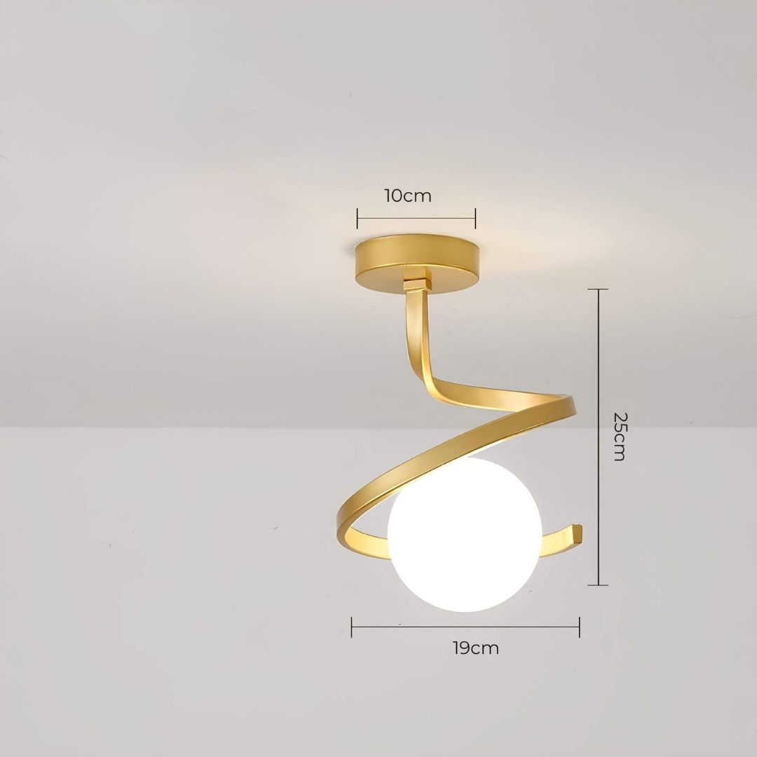 Modern Spiral Ceiling Light with Glass Globe