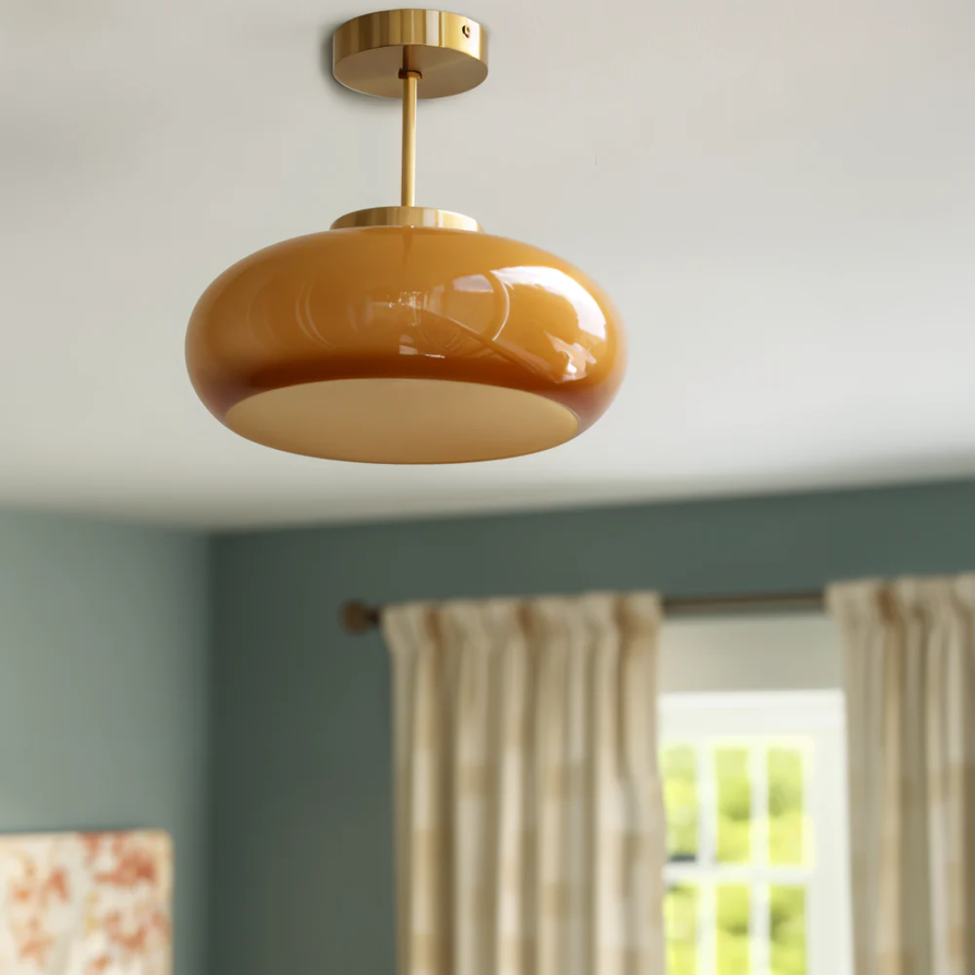 Vintage Glass Ceiling Light with Dome Shade