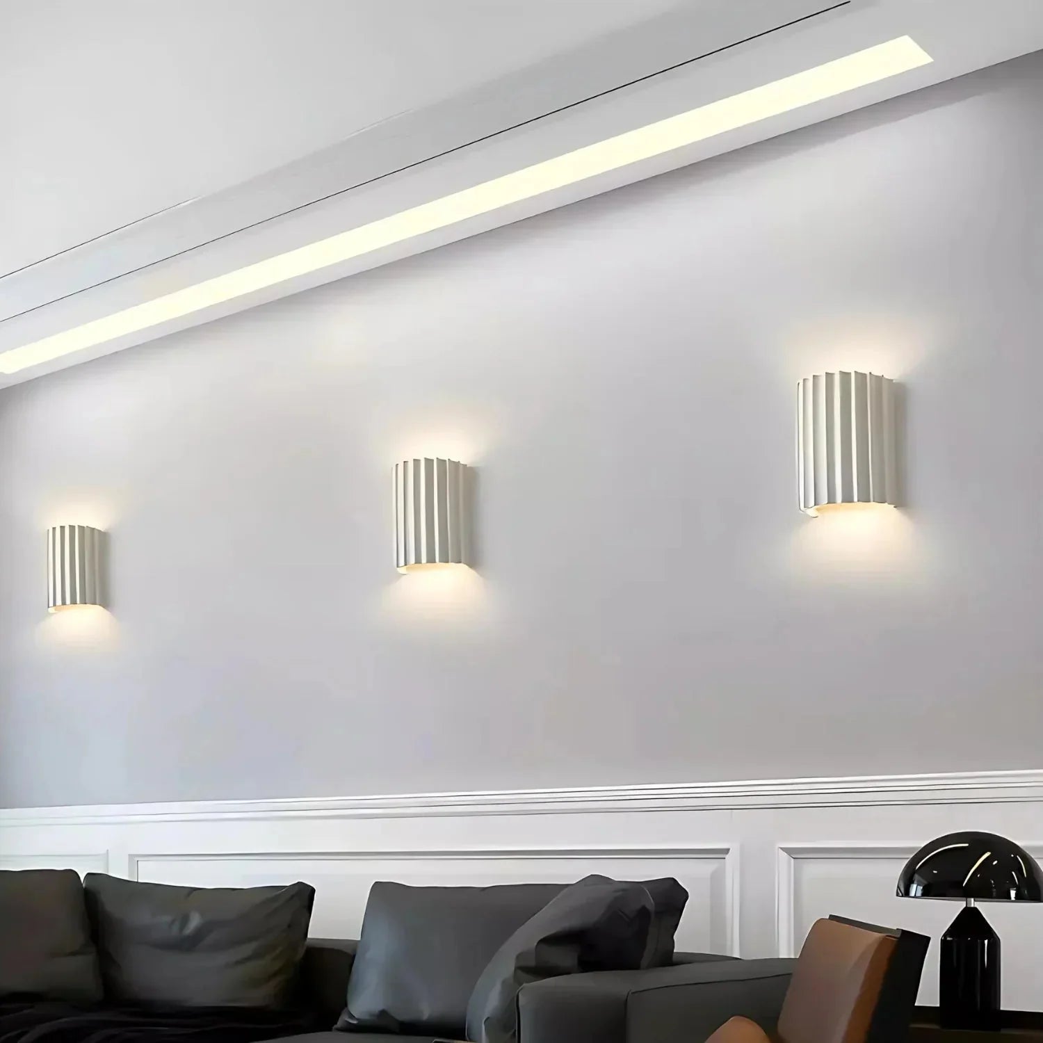 Nordic Resin Wall Sconce with Ribbed Shade