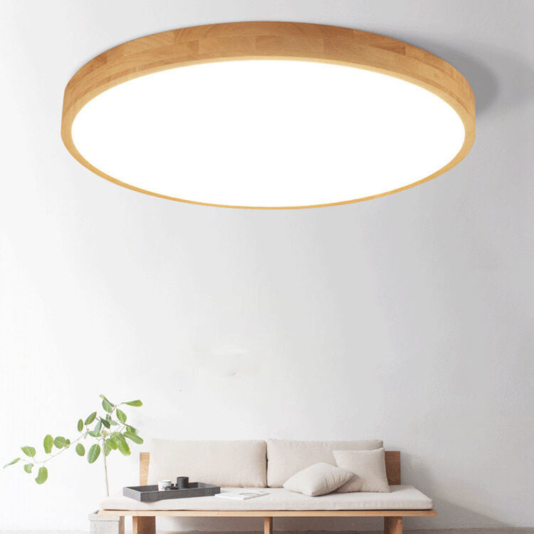 Solid Wood LED Flush Mount with Slim Profile