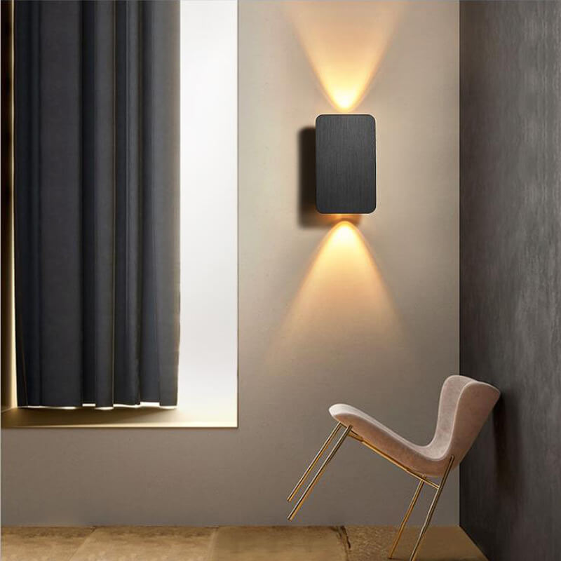 Aluminum Glass Wall Sconce with Up Down Glow