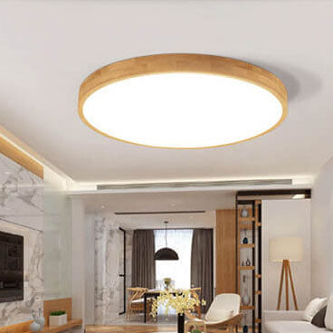 Solid Wood LED Flush Mount with Slim Profile