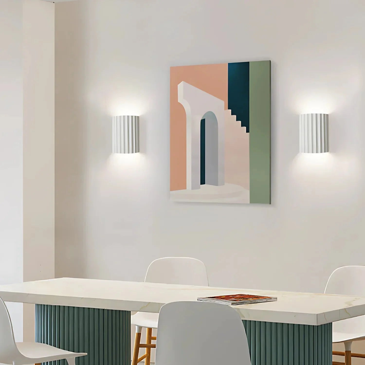 Nordic Resin Wall Sconce with Ribbed Shade