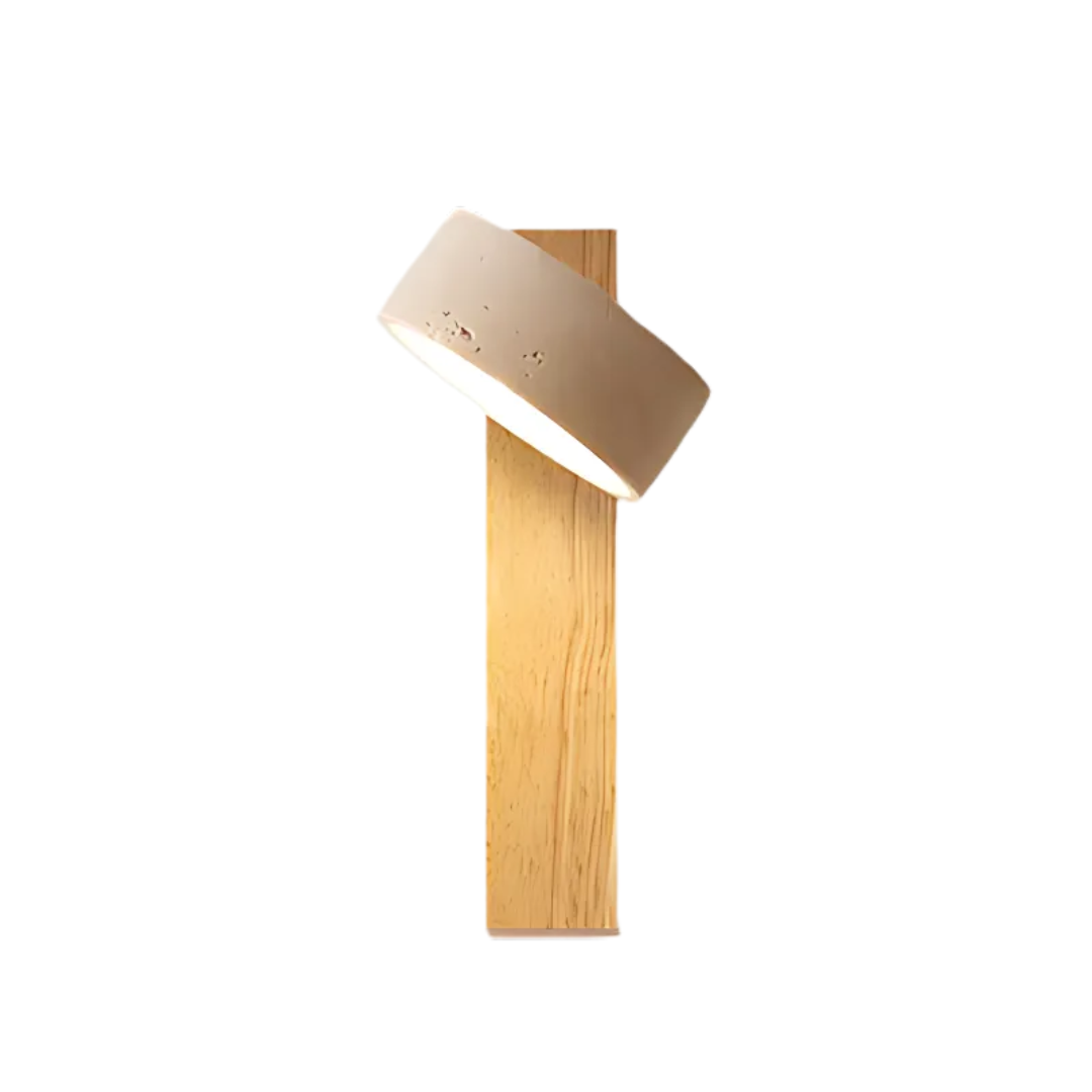 Travertine Wood Wall Sconce with Tilt Shade