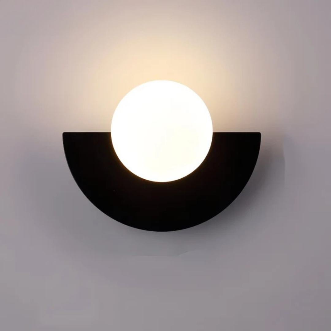 Modern Glass Globe Sconce with Half Moon Base