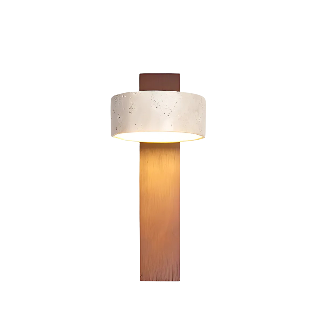 Travertine Wood Wall Sconce with Tilt Shade