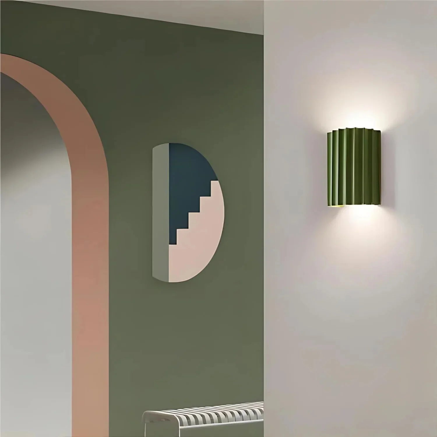 Nordic Resin Wall Sconce with Ribbed Shade