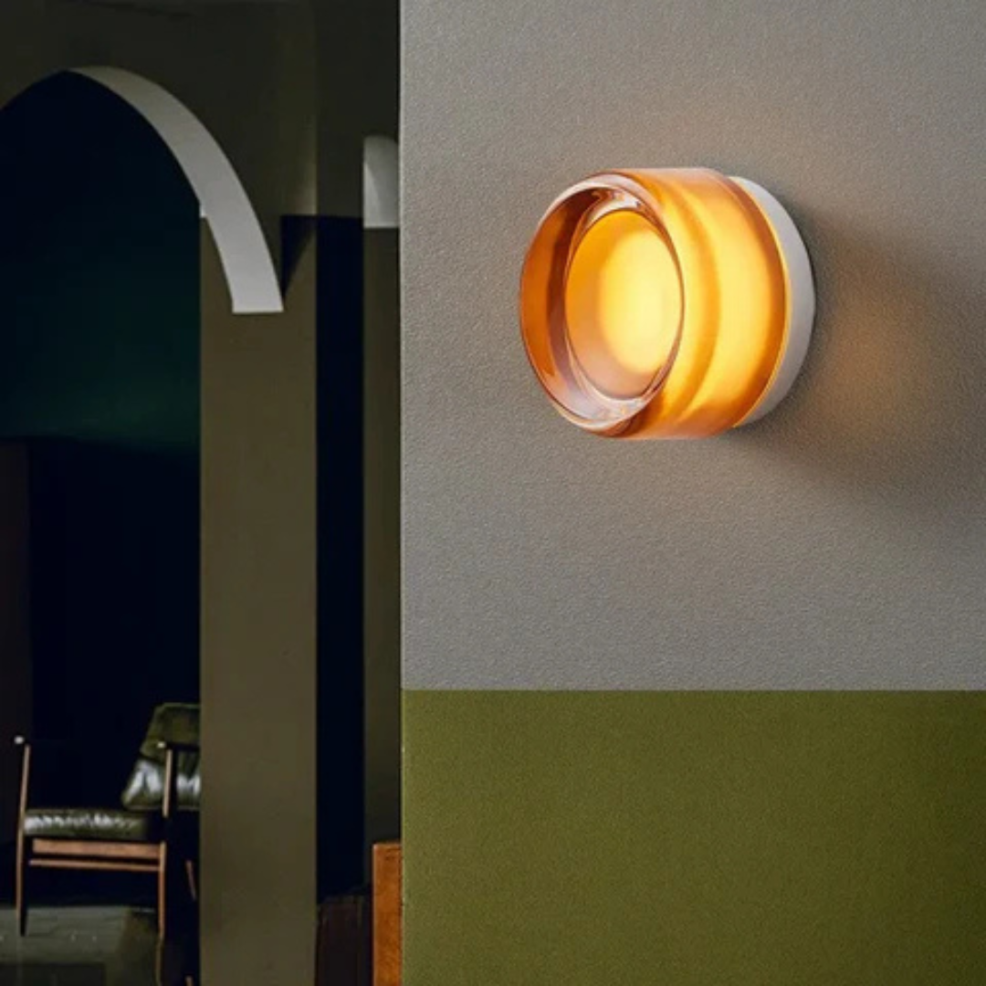 Modern Glass Wall Sconce with Rippled Shade