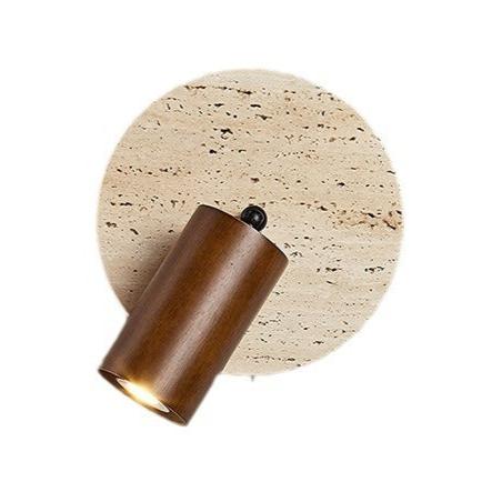 Travertine Wood Wall Sconce with Pull Chain