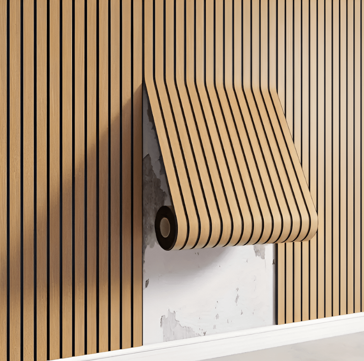 3D Wood-Effect Wall Panel with Peel-and-Stick
