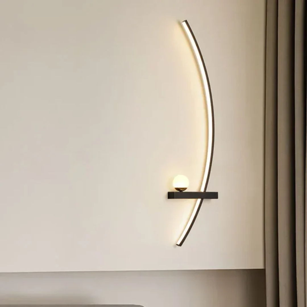 Brass Arc LED Wall Sconce with Globe Accent