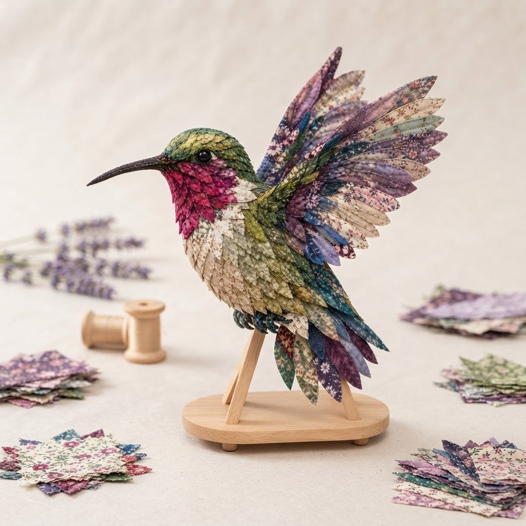 3D Fabric Patchwork Bird Kit No-Sew Layered Textured Wingmend Craft - Image 10