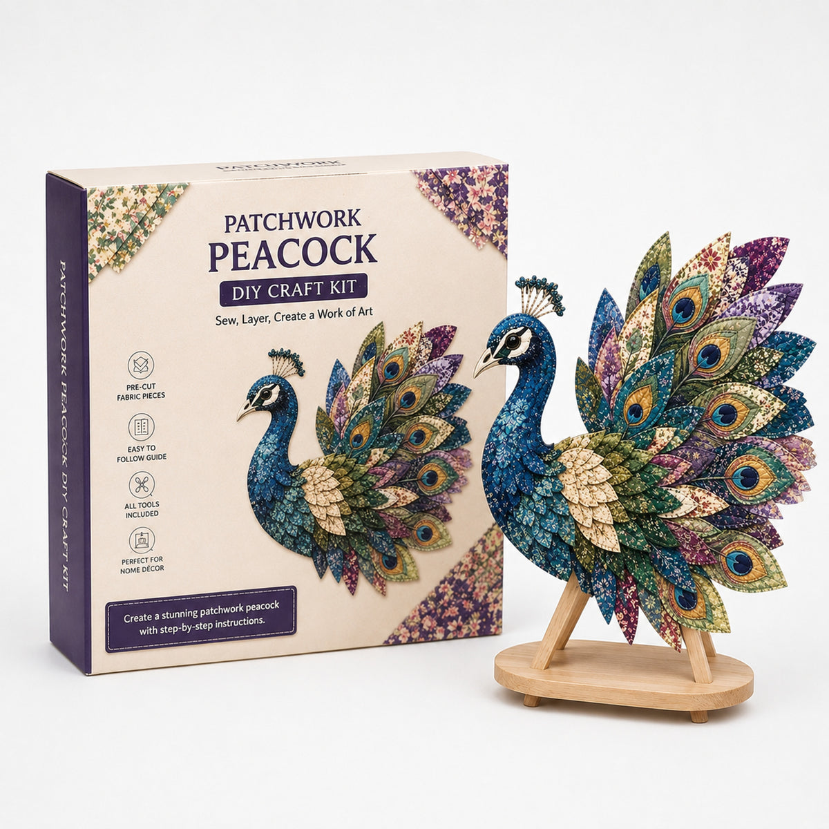 3D Fabric Patchwork Bird Kit No-Sew Layered Textured Wingmend Craft - Image 2