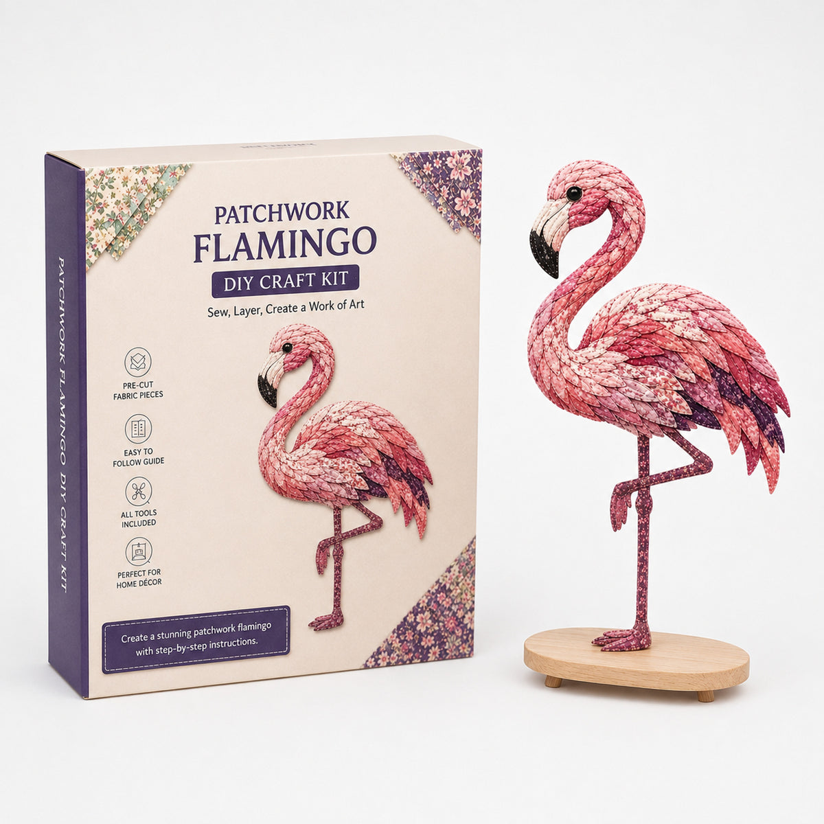 3D Fabric Patchwork Bird Kit No-Sew Layered Textured Wingmend Craft - Image 8