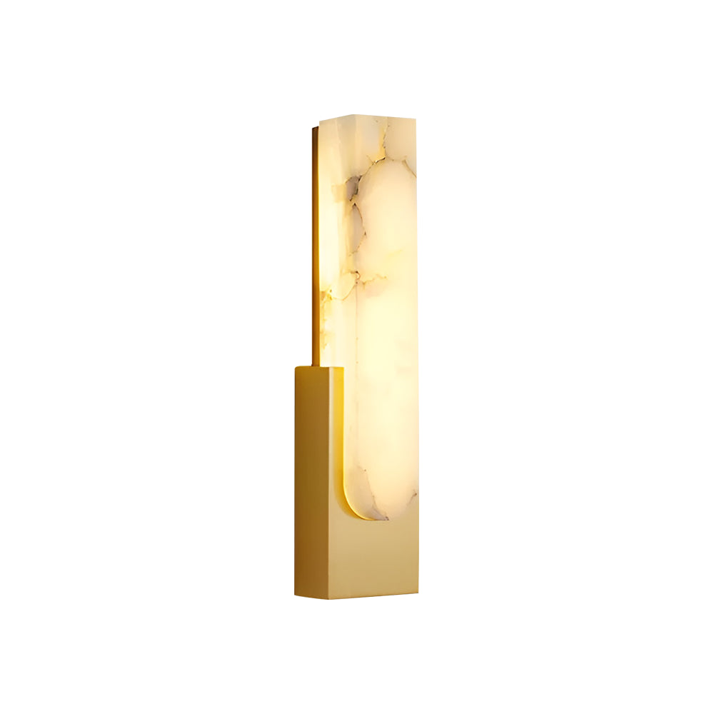 Modern Alabaster Wall Sconce with Brass Frame