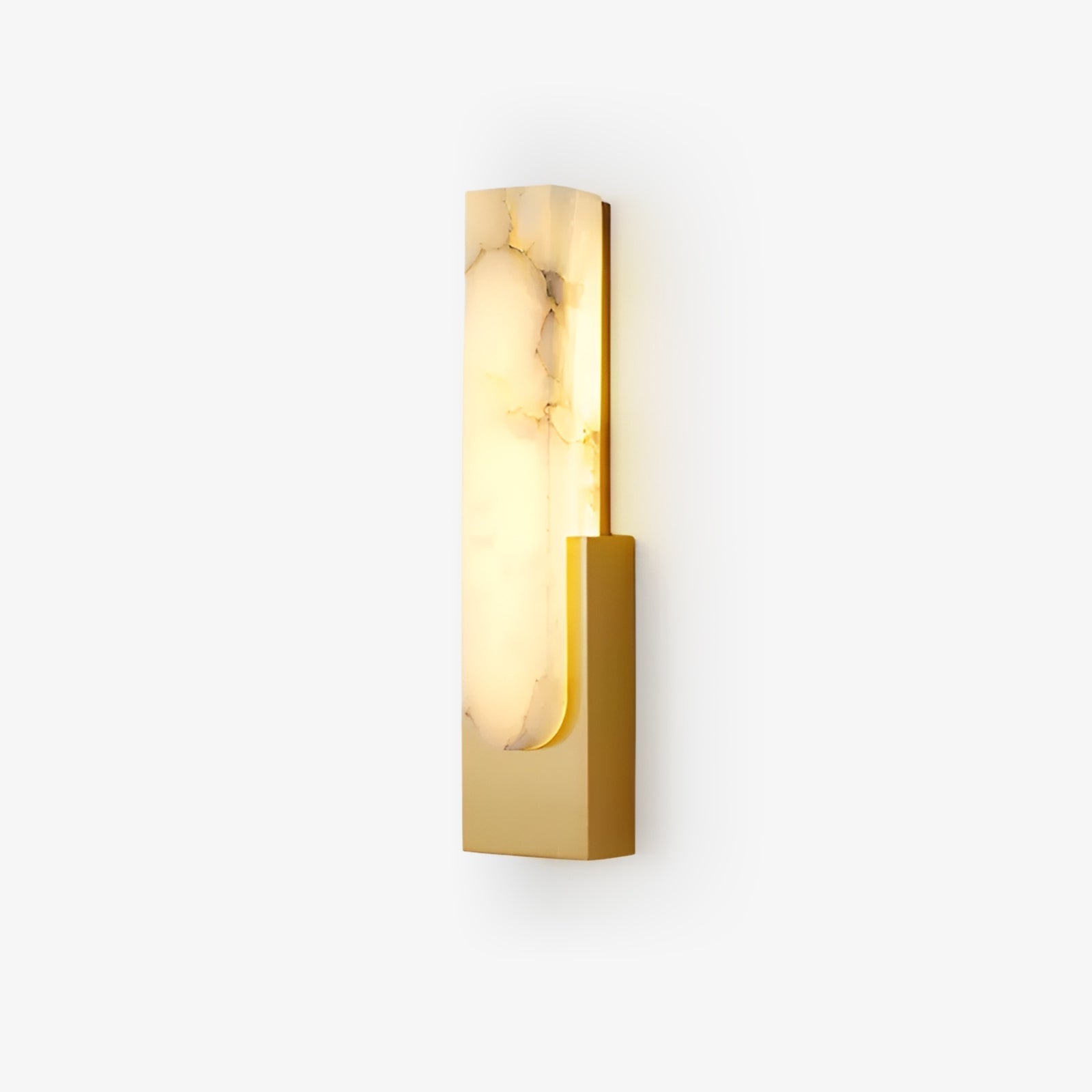 Modern Alabaster Wall Sconce with Brass Frame