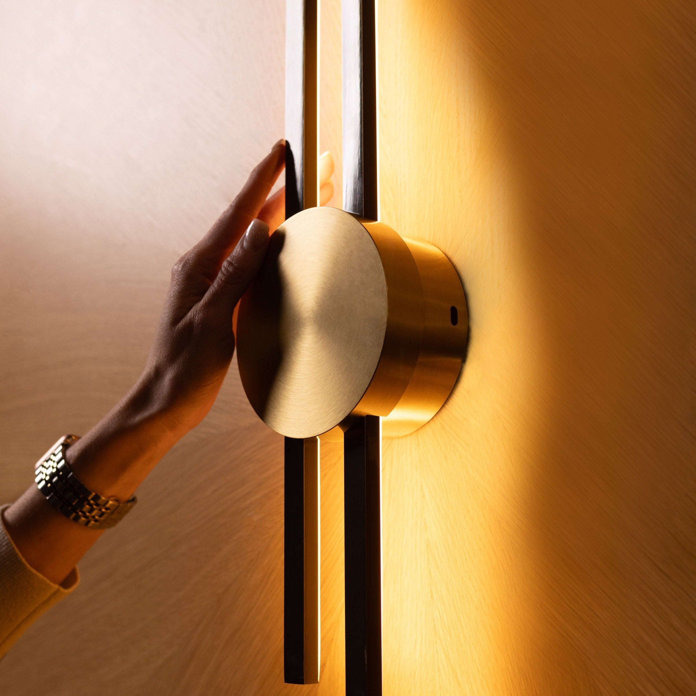 Brass Linear Wall Sconce with Dimmable Glow
