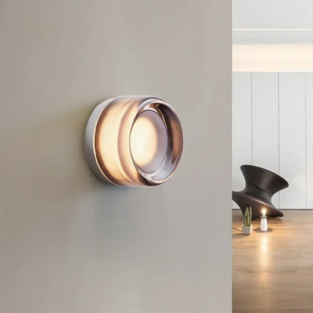 Modern Glass Wall Sconce with Rippled Shade