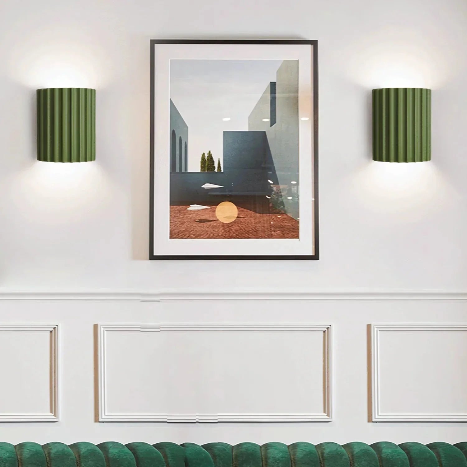 Nordic Resin Wall Sconce with Ribbed Shade