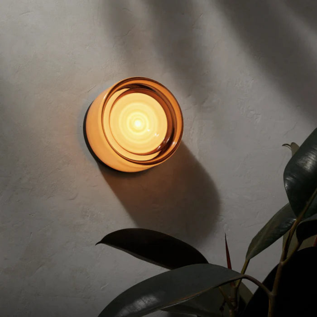 Modern Glass Wall Sconce with Rippled Shade