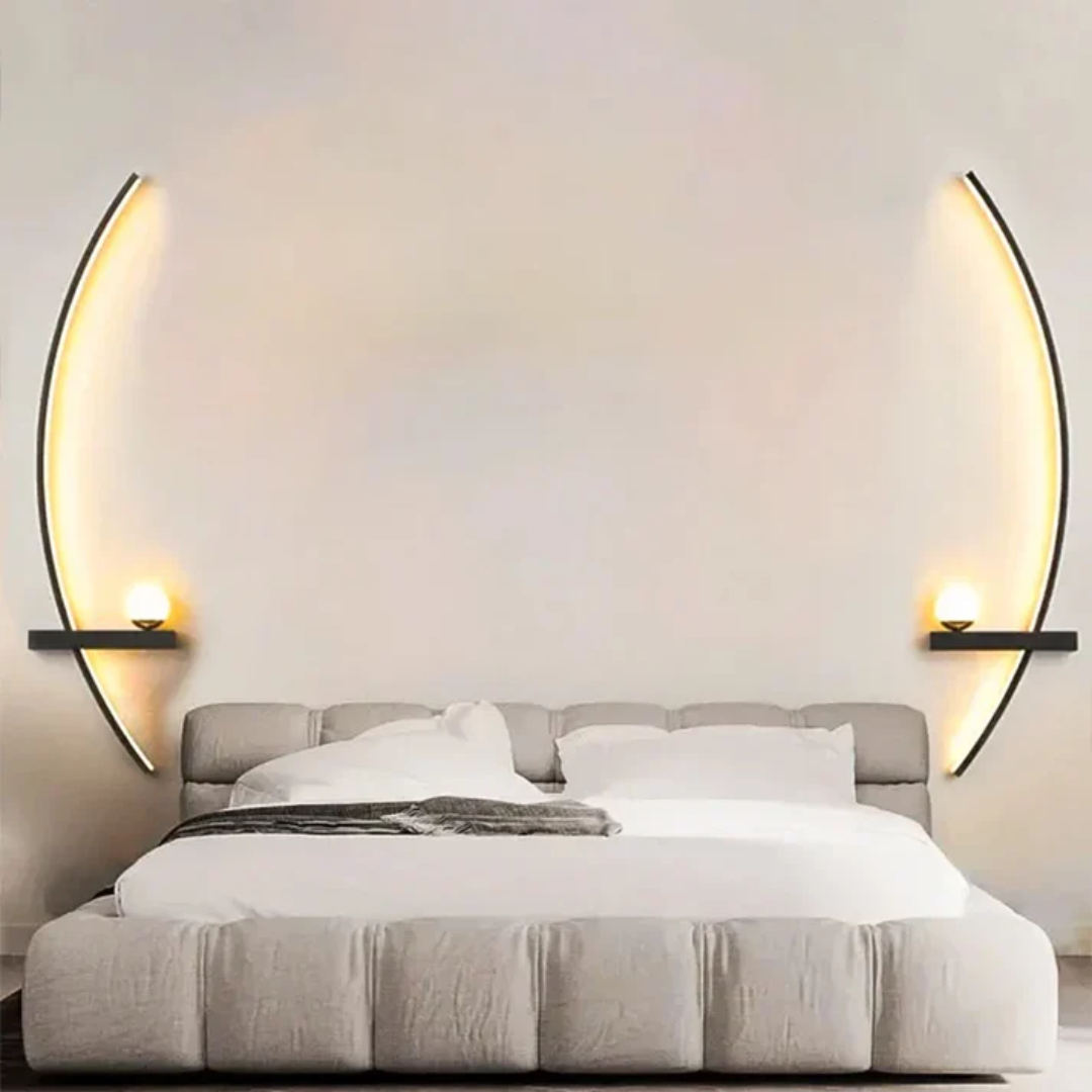 Brass Arc LED Wall Sconce with Globe Accent