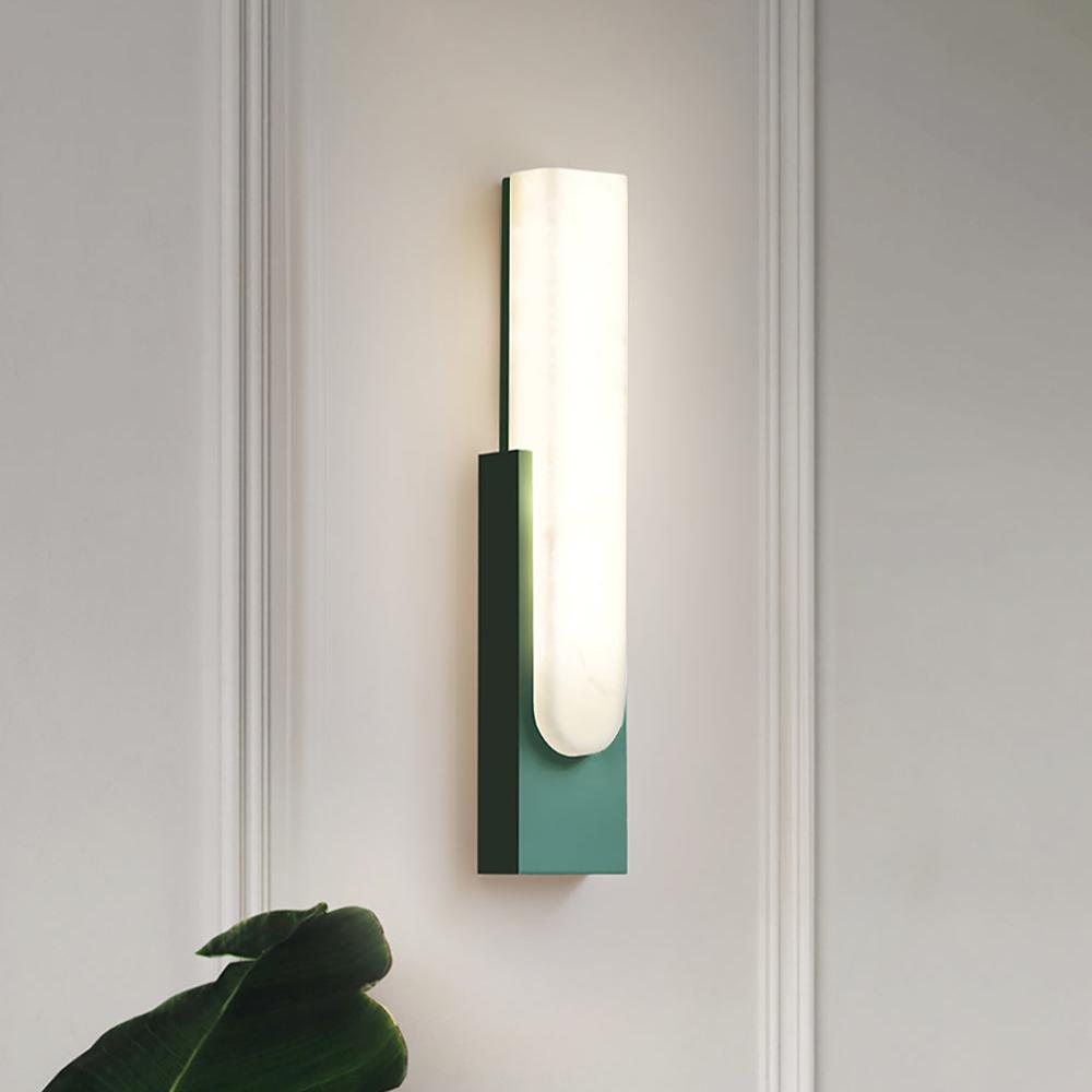 Modern Alabaster Wall Sconce with Brass Frame