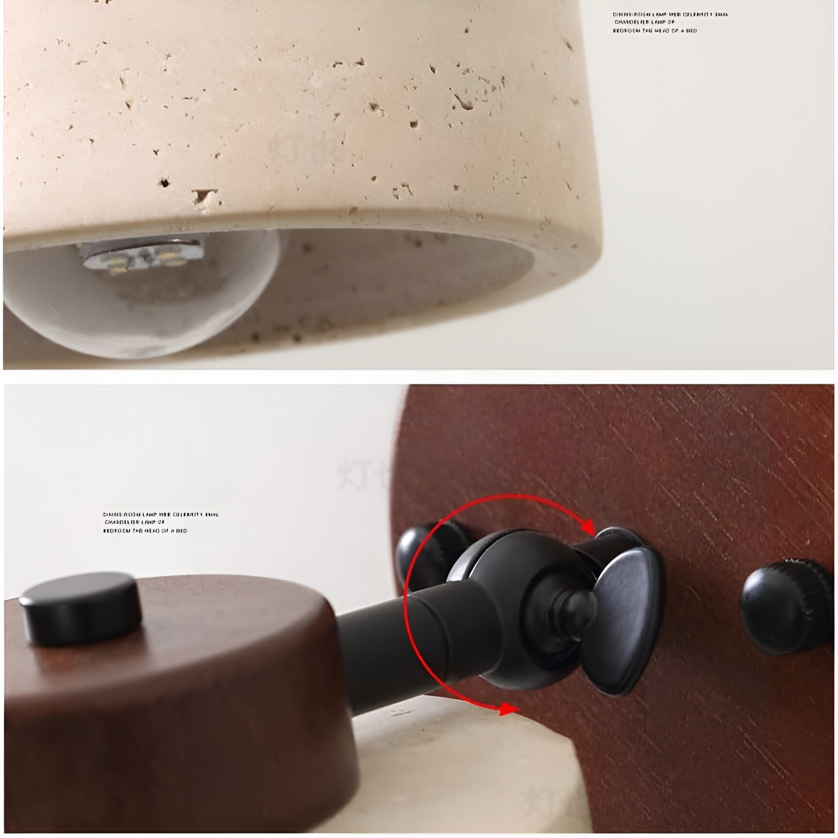 Travertine Wood Wall Sconce with Pivot Shade