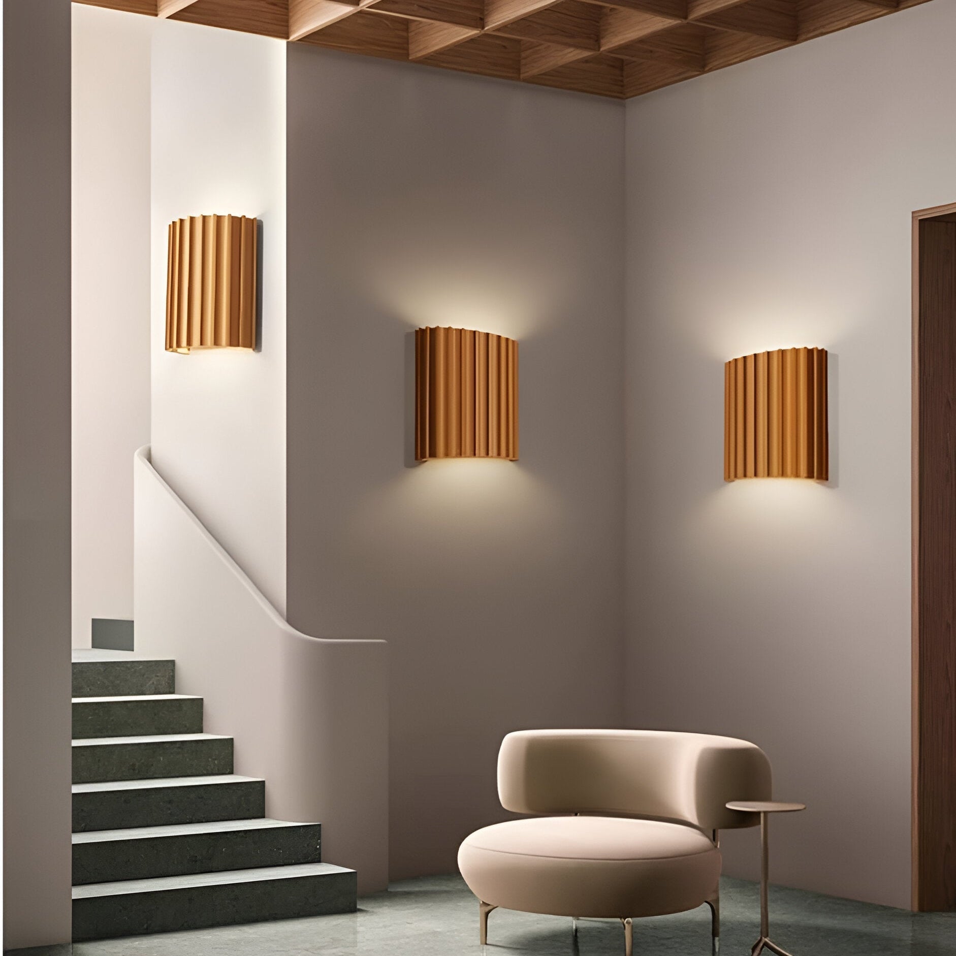 Nordic Resin Wall Sconce with Ribbed Shade