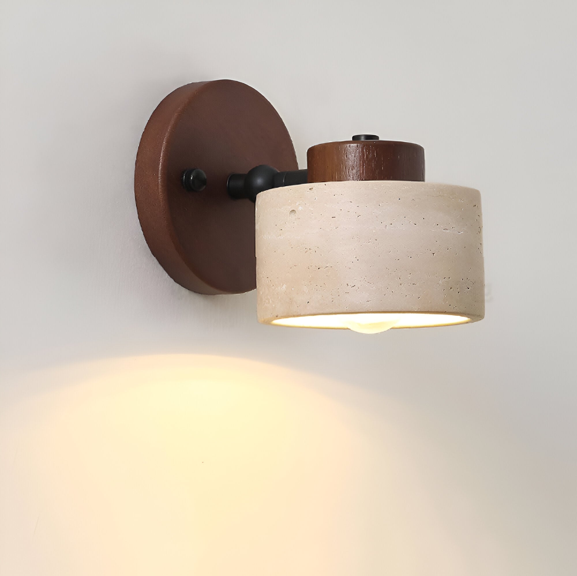 Travertine Wood Wall Sconce with Pivot Shade