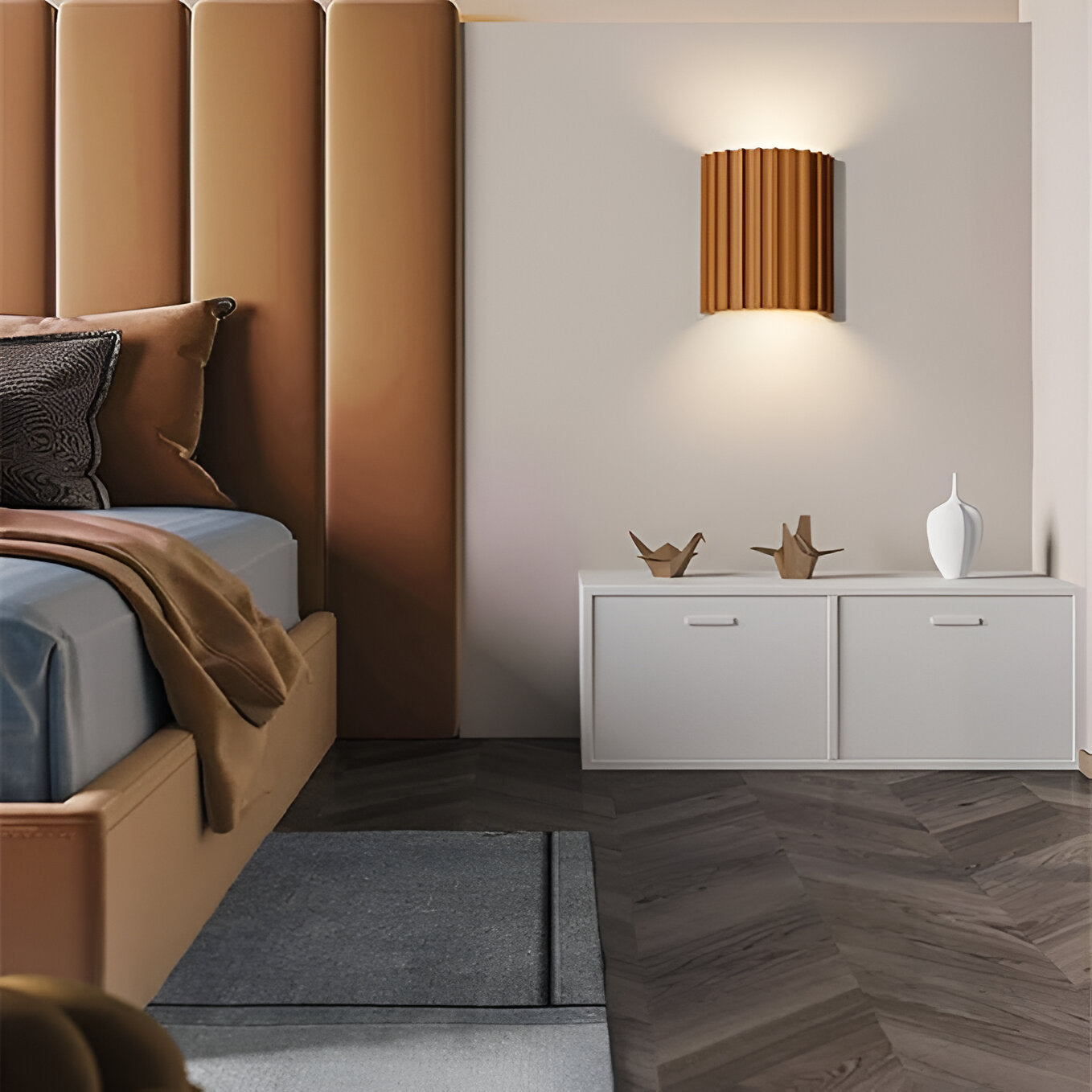 Nordic Resin Wall Sconce with Ribbed Shade