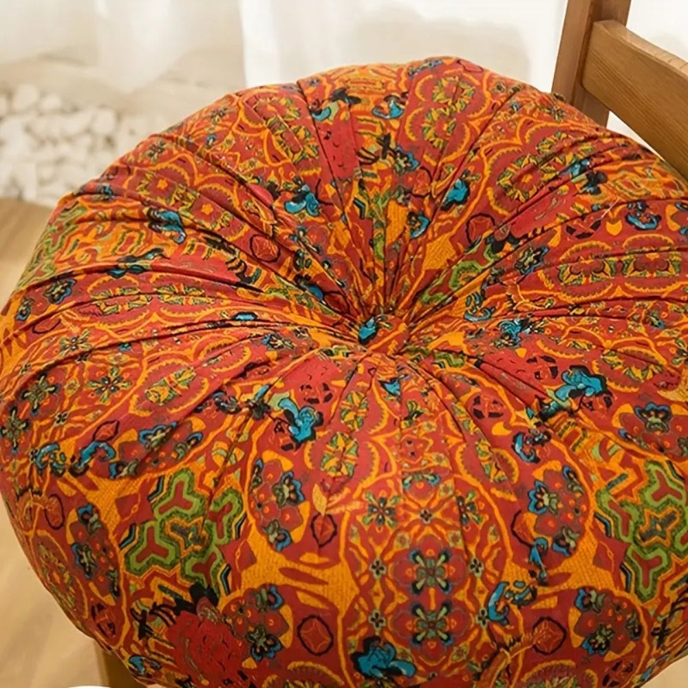 Colorful patterned ottoman on a chair