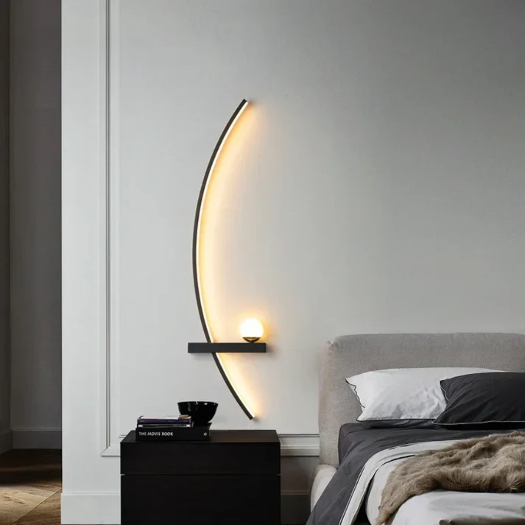 Brass Arc LED Wall Sconce with Globe Accent