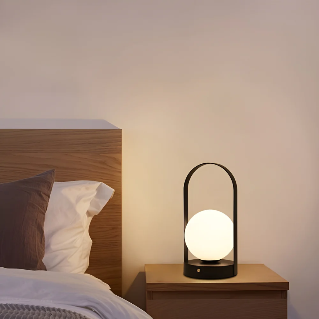 Metal Globe Table Lamp with Rechargeable LED