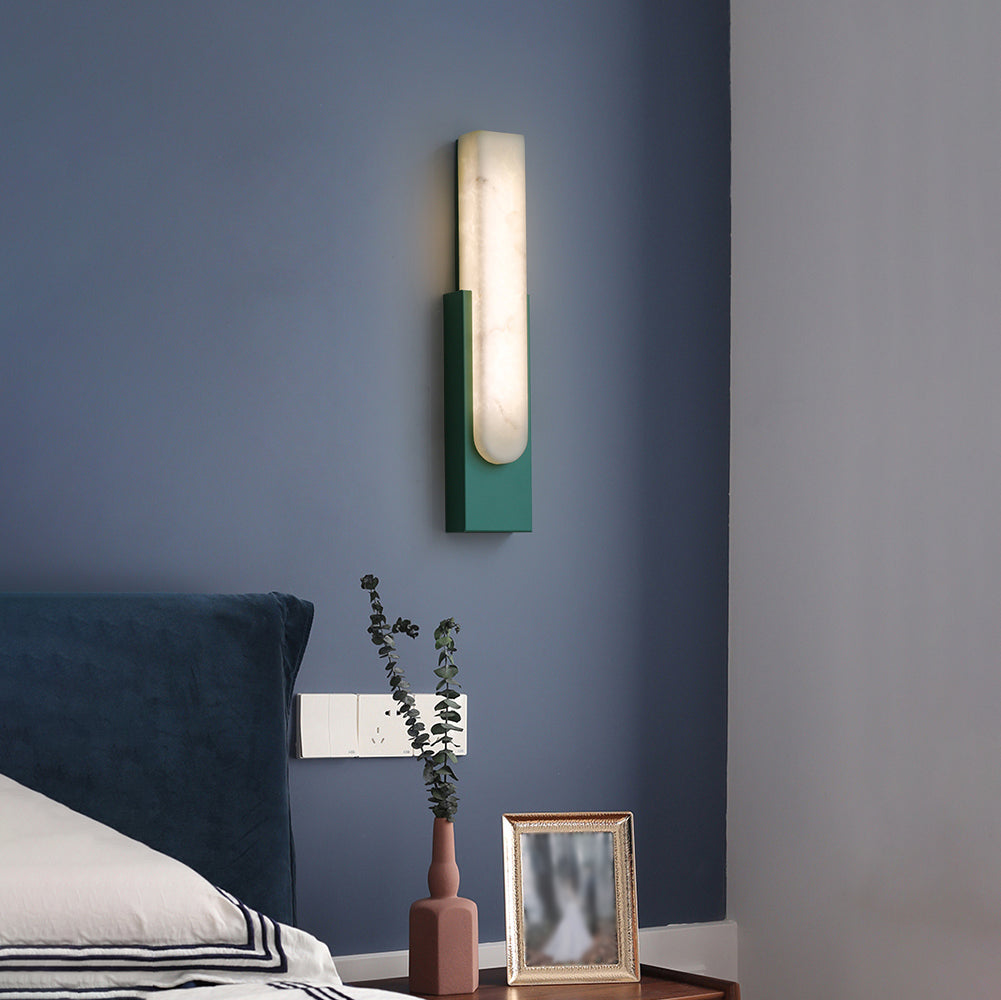 Modern Alabaster Wall Sconce with Brass Frame