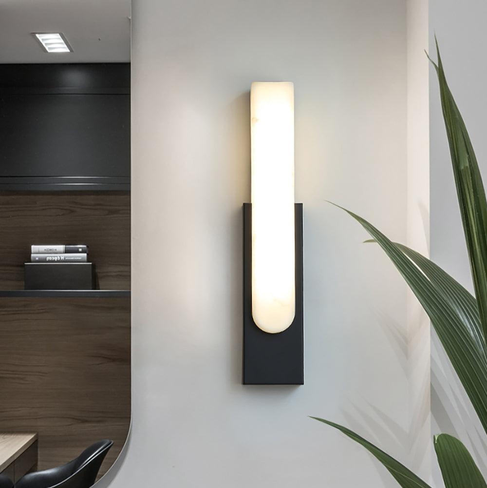 Modern Alabaster Wall Sconce with Brass Frame