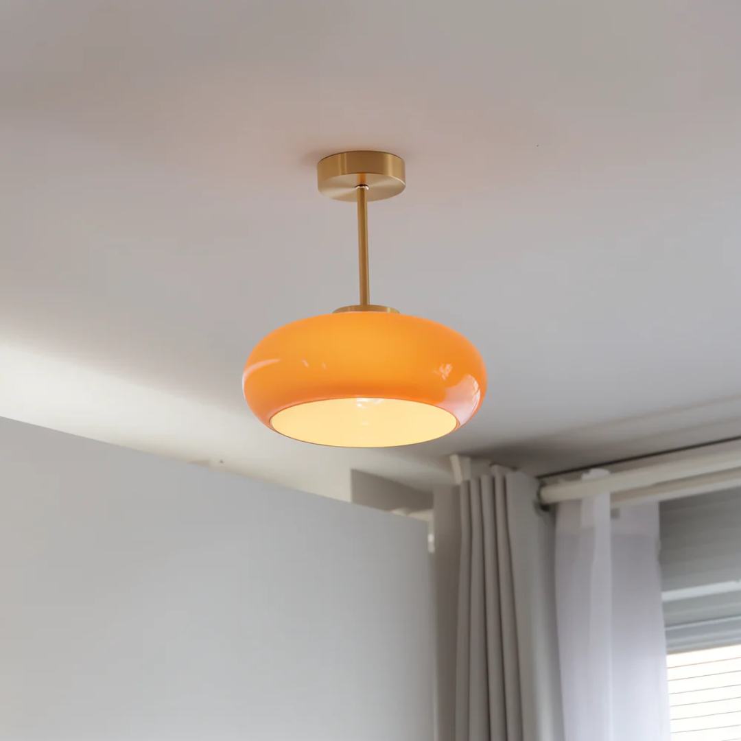 Vintage Glass Ceiling Light with Dome Shade