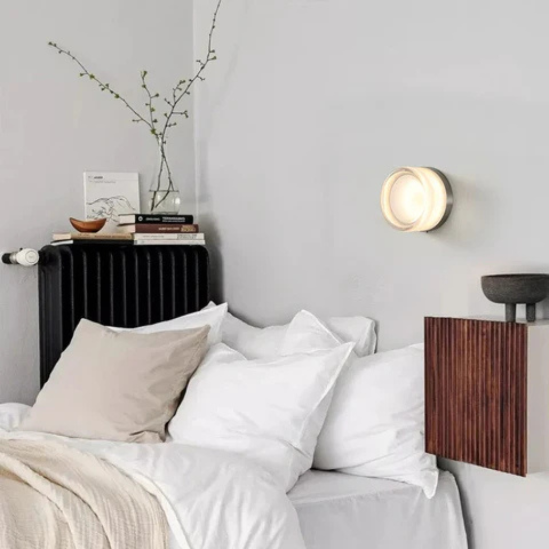 Modern Glass Wall Sconce with Rippled Shade