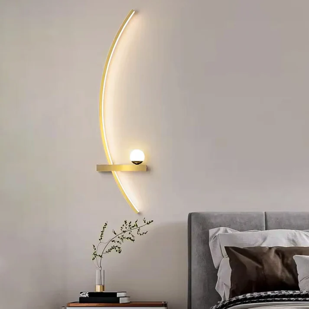 Brass Arc LED Wall Sconce with Globe Accent