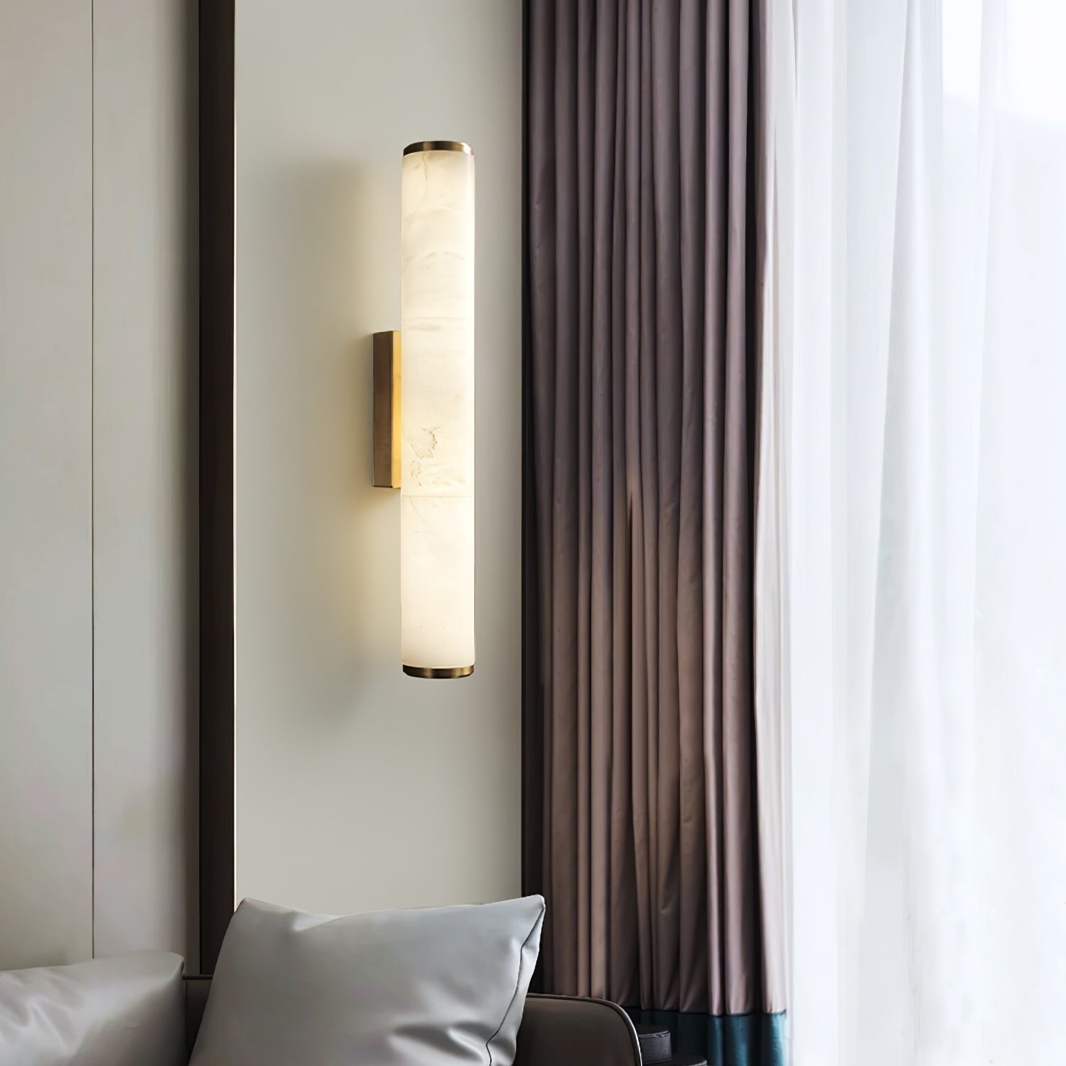 Modern Marble Wall Sconce with Warm LED Glow