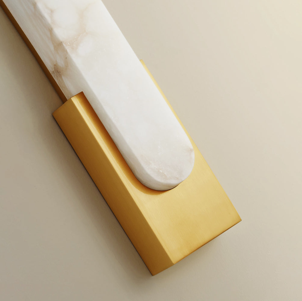 Modern Alabaster Wall Sconce with Brass Frame