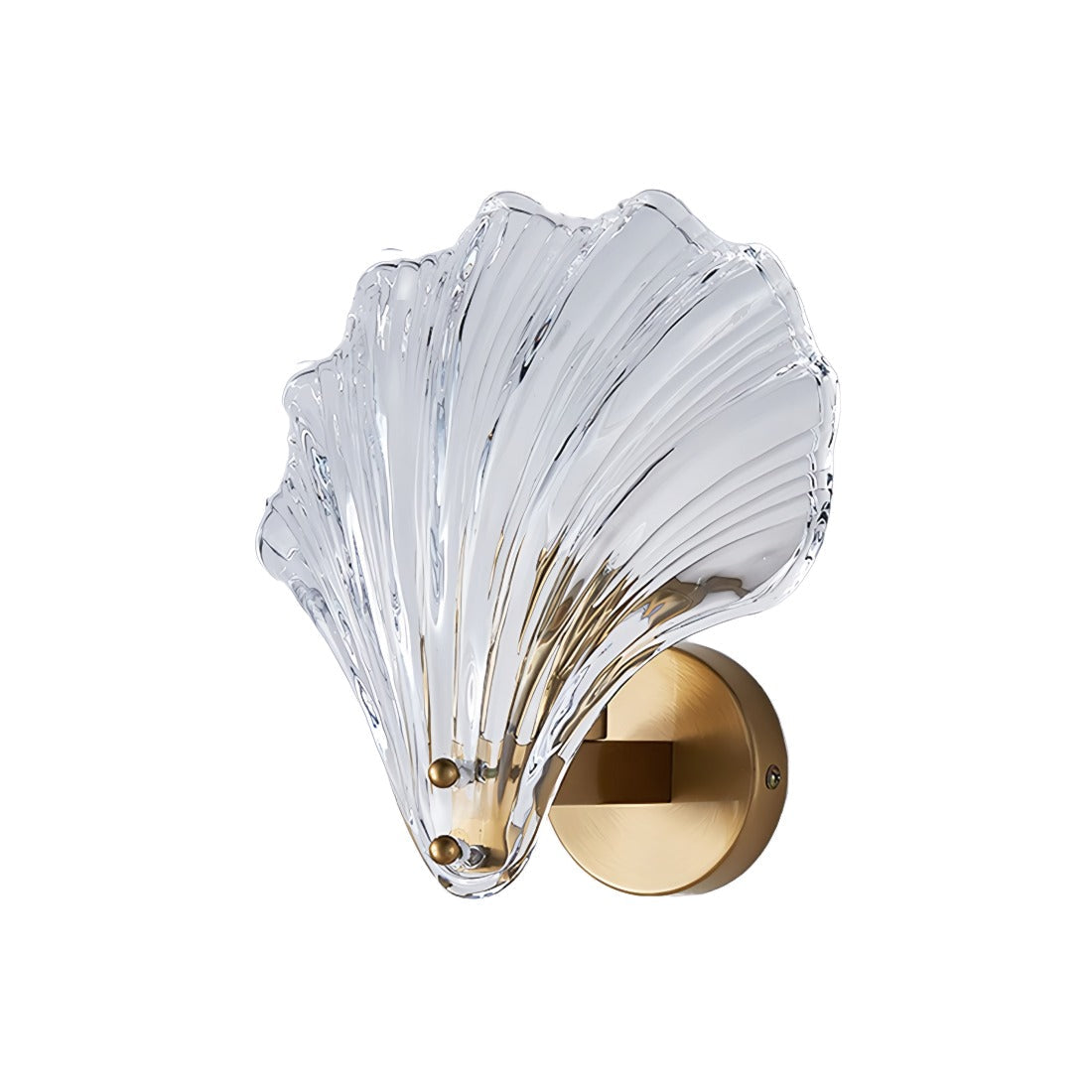 Art Deco Glass Seashell Wall Sconce in Brass